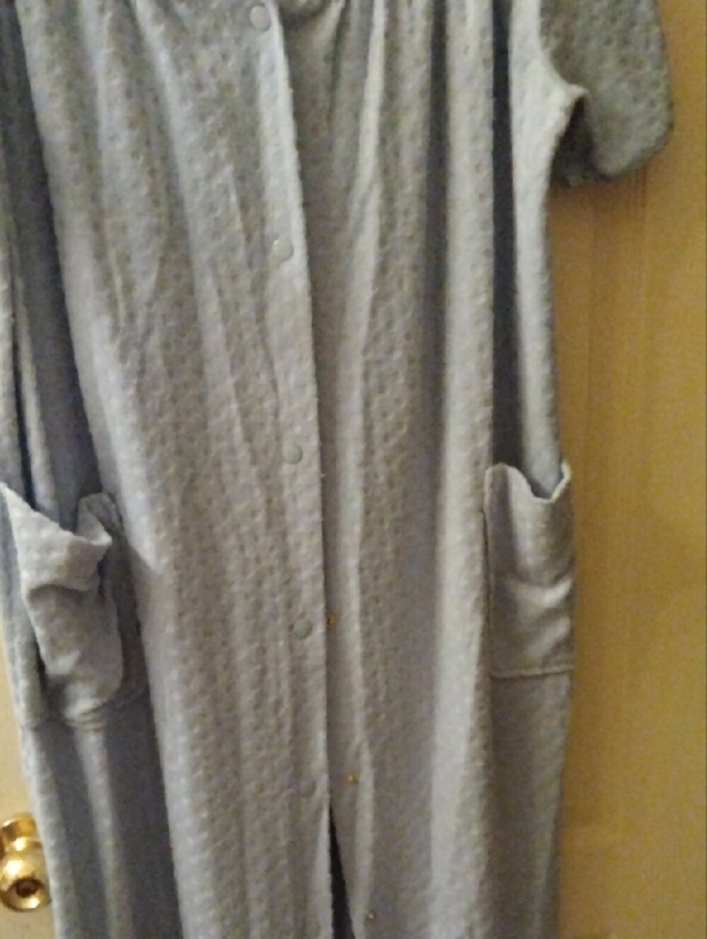 Light Blue Women's Button-Front Robe with Pockets - Picture 10 of 12